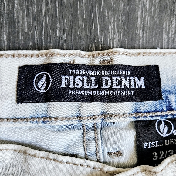 FISLL Adult Men's Size 32x32 Chicago Bulls Distressed Slim Fit Tan Denim Jeans - Picture 13 of 13